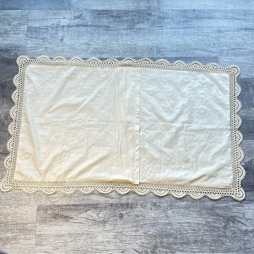 Elegant VTG Keeco Crochet Cottagecore Pillow Covers In Ivory/Cream